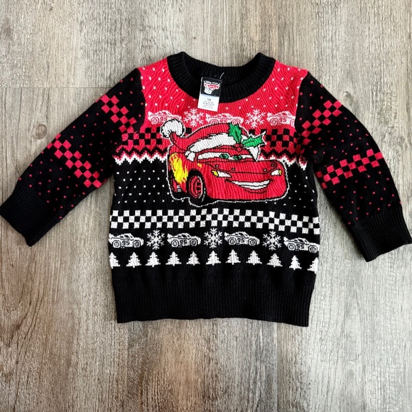 Disney Other - Disney Cars Lightning McQueen Toddler Holiday Graphic Crewneck Sweater